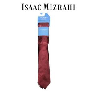 Isaac Mizrahi New York Men's Red Tie & Pocket Square Size OS